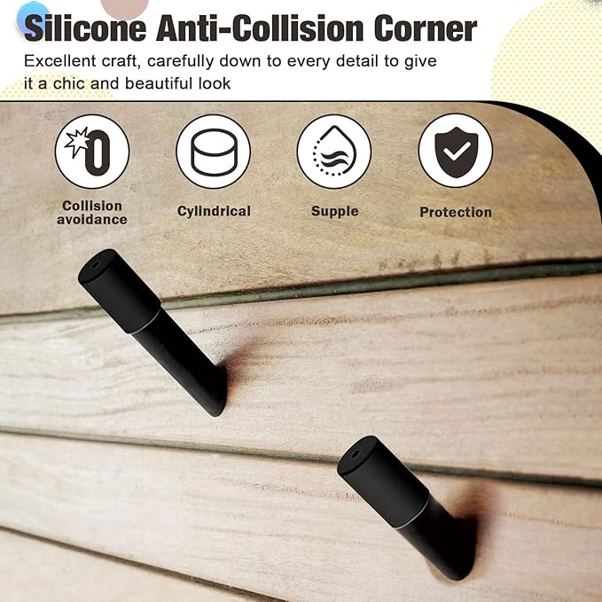 12 Pack Anti-Collision Corner Drawer Bumpers, Silicone Protector for Cabinet Handle, Silicone Cabinet Pull Covers (Black)