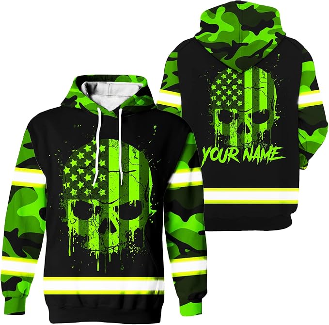 US Flag High Visibility Hoodie for Men Reflective Hoodie Safety Workwear for Worker Runner Patriotic ACC02