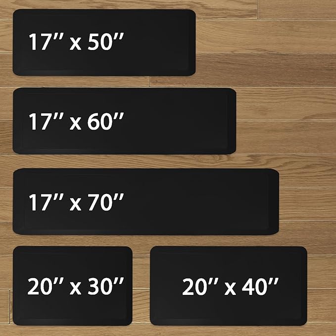 1" Extra Thick Anti Fatigue Floor Mat 17" W x 40" L,Kitchen Mat, Standing Desk Mat,140D Advanced PU Foam Ergonomic Comfort at Home, Office, Garage, Sink (Black)