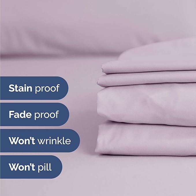 Twin 4 Piece Sheet Set - Cooling & Breathable Bed Sheets - Hotel Luxury Bed Sheets for Women, Men, Kids & Teens - Bedding w/Deep Pockets & Easy Fit - Soft & Wrinkle Free - Twin Light Lavender Sheets