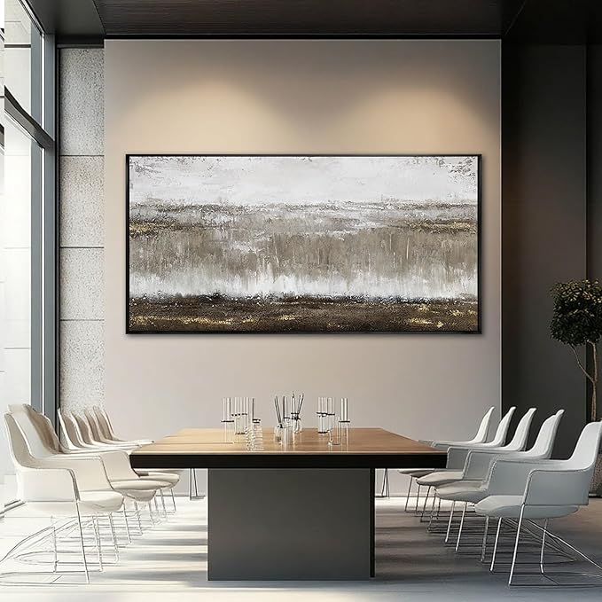 Artexist Neutral Wood Wall Decor Abstract Wall Art Contemporary Canvas Prints 29"x58" Large Posters for Living Room Kitchen Pictures