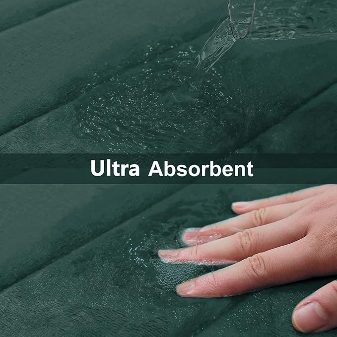Buganda Memory Foam Bath Mat, 30" x 20", Ultra Soft and Non-Slip Bathroom Rugs, Water Absorbent and Machine Washable Bath Rug for Bathroom, Shower, and Tub, Dark Green