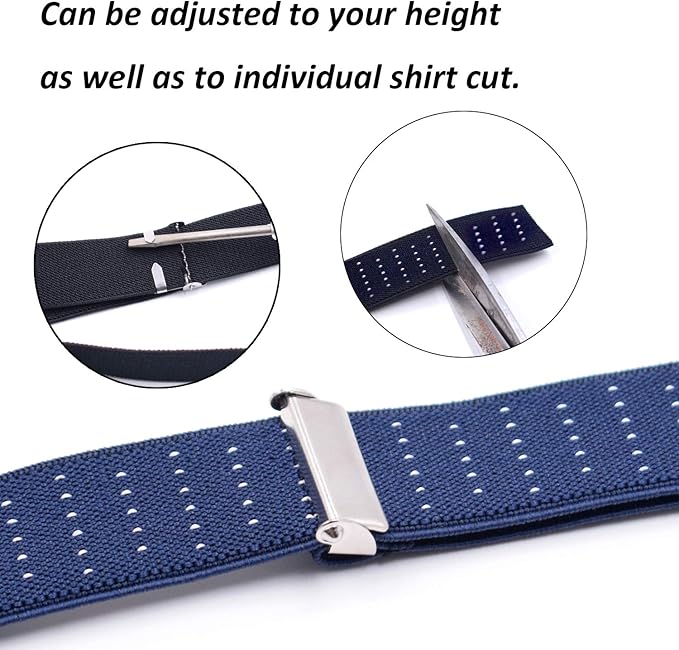 STAY GENT Y-Style Shirt Stays For Men with Non-Slip Locking Clamps and Adjustable Elastic Straps