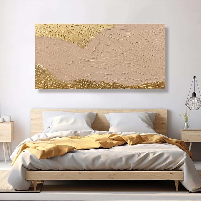 SOUGUAN Abstract Large Canvas Wall Art Contemporary Wall Decorations Gold Artwork 29"x58" Decorative Painting for Living Room Office