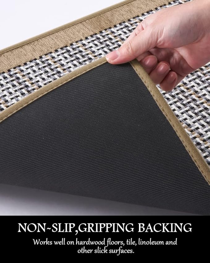 PADOOR Kitchen Mats for Floor, Kitchen Rugs Non Slip Washable, Rubber Backed Kitchen Runner Super Absorbent Long Kitchen Floor Mat Sink Rug, 20”x70” Brown