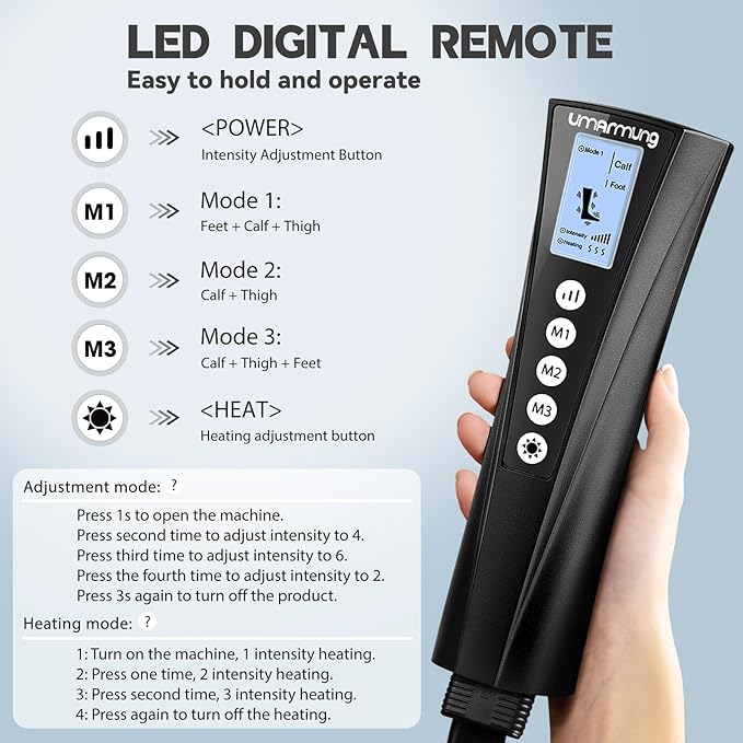 Gifts for Men, Women, Dad, Mom, Mothers Day, Fathers Day, Christmas, Birthday, Air Compression Massager with Heat for Foot, Leg, Knee, Works for Vericose Veins, Muscle Fatigue, Cramps, Swelling, Edema