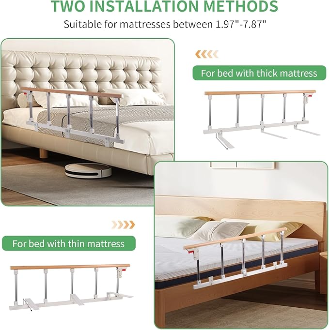 Bed Rails for Elderly Adults Safety, Folding Medical Bed Safety Assist Rail Handle, Collapsible Bed Side Grab Rail, for Preventing Falling Out of Bed, for Geriatric Handicap