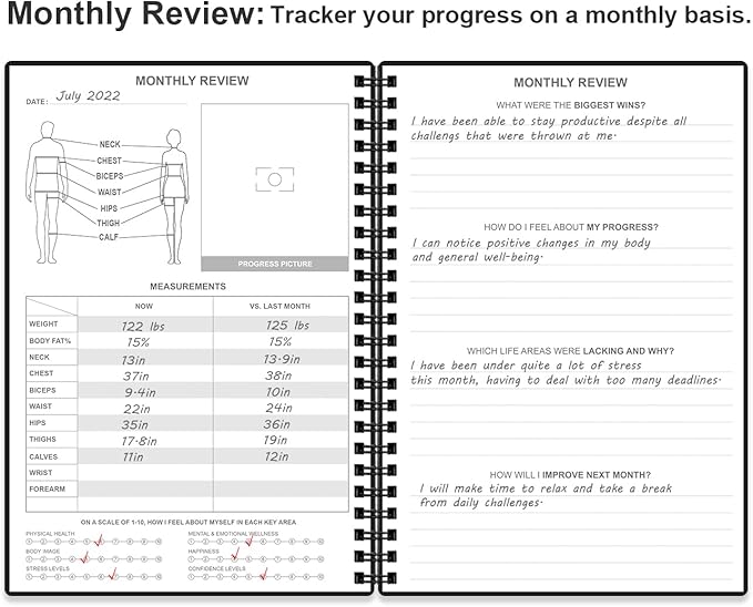 Weekly Meal Planner Notebook - A5 Weekly & Daily Meal Prep Journal with Shopping and Grocery Lists for Menu Planning, 93 Sheets/186 Pages Healthy Diet & Weight Loss Tracking, Undated, 52 Weeks, Lasts