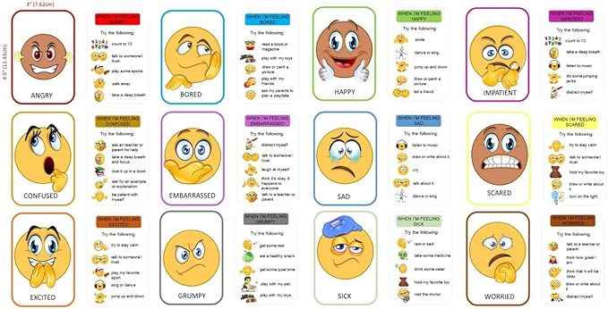 Thought-Spot Emotions Canvas Activity Set | Social Learning Game for Kids | Make Faces to Understand Feelings | 2 Canvases, 12 Double-Sided Emotion Cards with Coping Strategies, 55 Facial Pieces