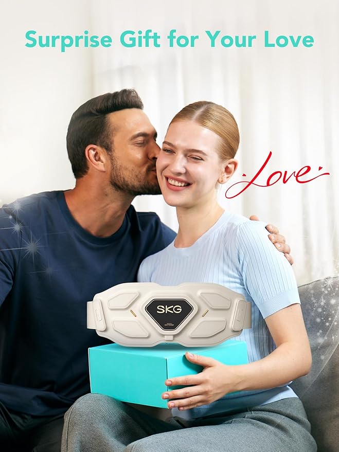 SKG Lower Back Massager for Pain Relief Deep Tissue Christmas Gifts for Men Women Adjustable Cordless Heating Pad Infrared Vibrating Back Massager Gifts for Dad Mom Grandpa