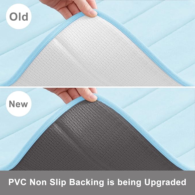 Buganda Memory Foam Bath Mat, 60" x 24", Ultra Soft and Non-Slip Bathroom Rugs, Water Absorbent and Machine Washable Bath Rug Runner for Bathroom, Shower, and Tub, Light Blue
