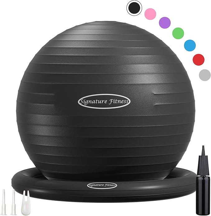 Fitvids Anti-Burst and Slip Resistant Exercise Yoga Fitness Birthing Ball with Quick Pump, 2,000-Pound Capacity, Multiple Colors and Sizes