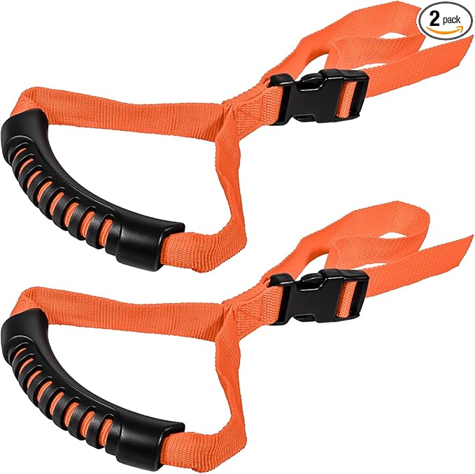 E-cowlboy Auto Cane Grab Handle Adjustable Standing Aid Safety Bar Portable Vehicle Support Grab Bar Nylon Grip Mobility Assist Device (Orange 2 Pack)