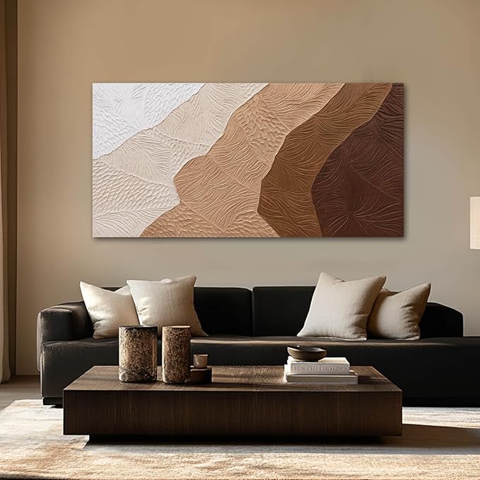 SOUGUAN Modern Wall Art Abstract Wall Decor Neutral Art Paintings 24"x48" Canvas Painting for Dining Room Area Poster for Bedroom
