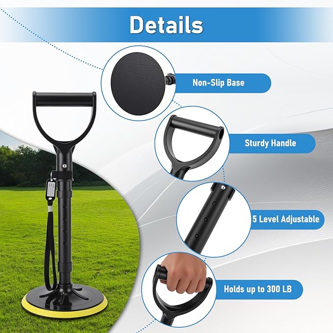 Mobility Aid Tool, 5 Height Adjustable Standing Assist Devices, Stand Assist Aid for Elderly, Elderly Lift Assist Supports Equipment for Gardening Weeding Floor Maintenance