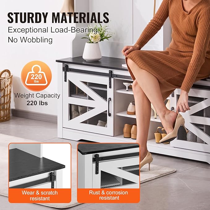 VEVOR Hall Tree Entryway Bench, LED Coat Rack with Shoe Storage, 59" Wide Mudroom Bench with Storage and Seating, Adjustable Shelves and 12 Hanging Hooks, for Mudroom, Entryway, Hallway