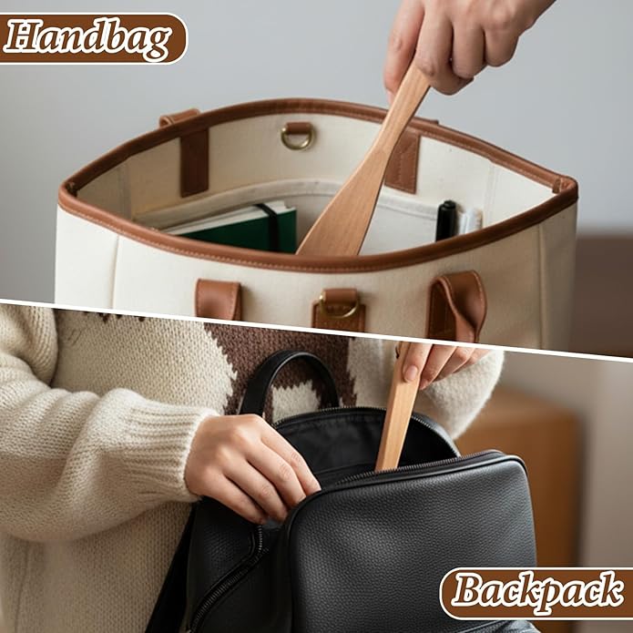 Wooden Shoe Horn,Long Handled Shoe Horn for Seniors,9.84" Retro Wood Shoehorn Long-handle for Women Kids with Leather Lanyard,Long Shoehorn Helper for Seniors & Pregnant,Wood Color
