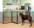 No Pawblems Free Standing Dog Gate with Door, 30'' Tall Foldable Dog Fence for Indoor & Outdoor, Up to 156 Inch Extra Wide Puppy Gate for Stairs, Hallways, Doorways, Deck, Yard (Black, 6 Panels)