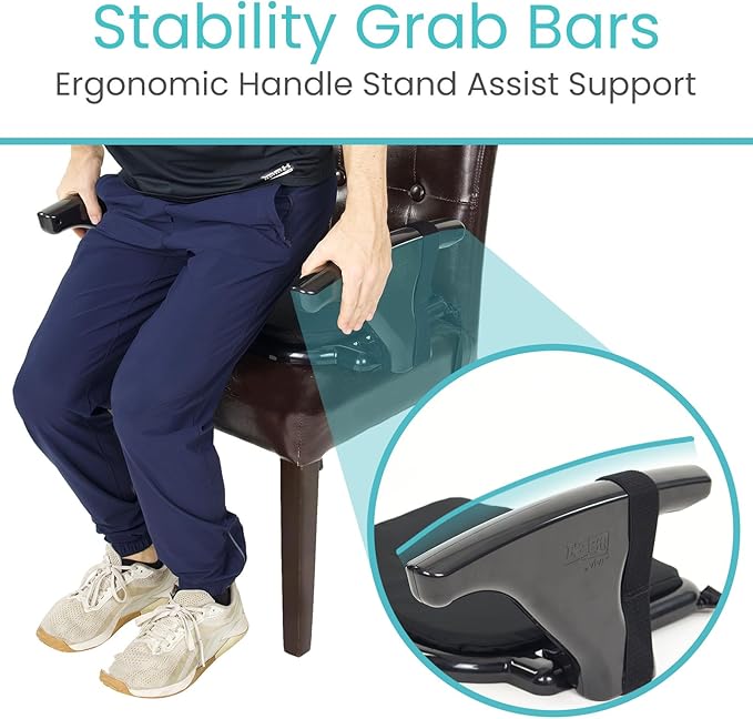 Vive Seat Lifter Chair Assist for Elderly & Adults - Patented Portable Sit to Stand Lift Device for Seniors - Stand Assist Aid & Support - Cushioned Transfer & Mobility Aid - Supports 250 pounds