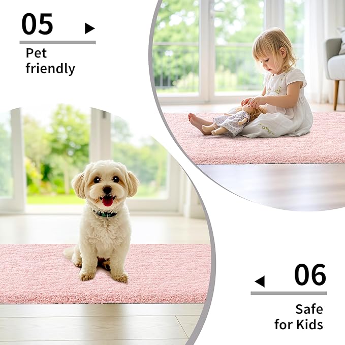 Bathroom Runner Rug 24x70 Pink Non Slip Fluffy Long Bath Mat for Bathroom Floor Washable Plush Luxury Bath Rug for Tub Absorbent Shower Sink Mat Bedside Rug