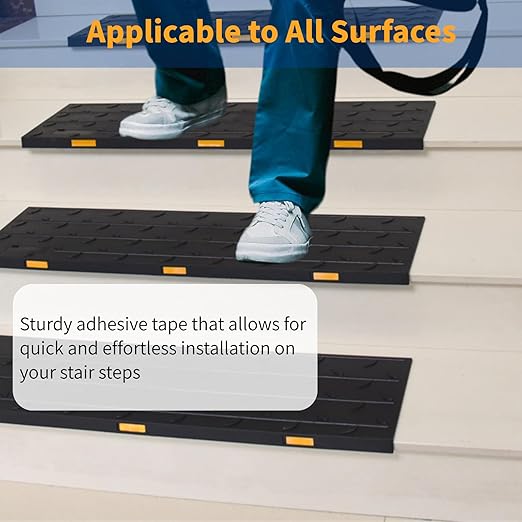 Rubber Stair Treads, 36"X10" 5 Pack Rubber Stair Treads for Wooden Steps, Non Slip Outdoor Step Mats with Nosing for Concrete Marble Tile Metal Steps - Black