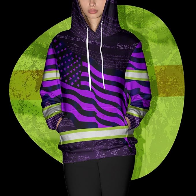US Flag High Visibility Hoodie for Men Reflective Hoodie Safety Workwear for Worker Runner Patriotic ACC02