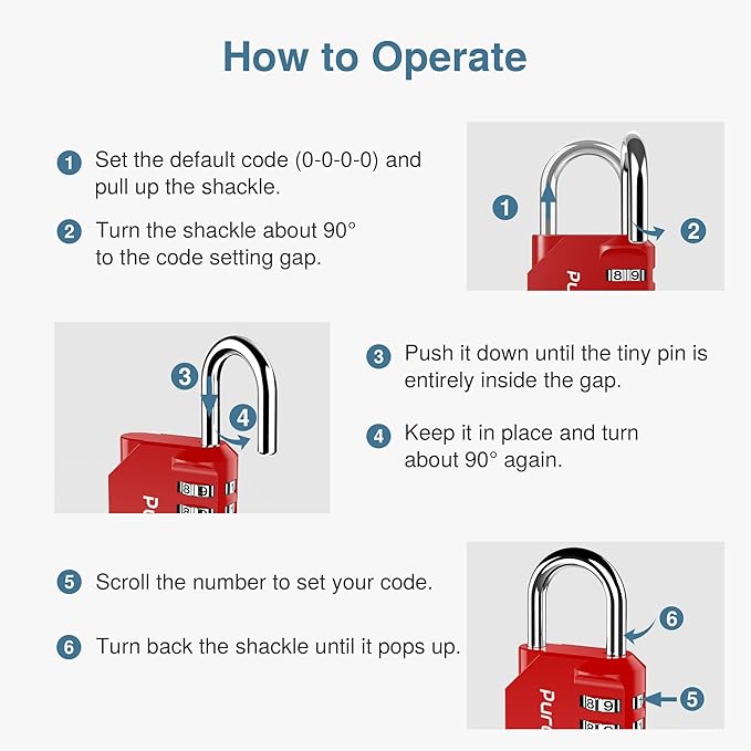 Puroma 2 Pack Combination Lock for Locker 4 Digit Outdoor Waterproof Padlock for School, Gym, Sports, Fence, Toolbox, Gate, Case, Outdoor, Hasp Storage, Cabinets (Red & Black)