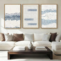 IARTTOP Large Blue Abstract Canvas Wall Art Framed 24x36 Inch Neutral Minimalist Modern Wall Art Mid Century Boho Artwork for Living Room Bedroom Office Set of 3