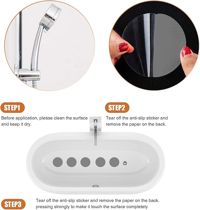 Non-Slip Bathtub Stickers, 24PCS Safety Bathroom Tubs Showers Treads Adhesive Decals Scraper (Gray)