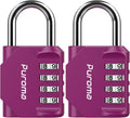 Puroma 2 Pack Combination Lock for Locker 4 Digit Outdoor Waterproof Padlock for School, Gym, Sports, Fence, Toolbox, Gate, Case, Outdoor, Hasp Storage, Cabinets (Red-Violet)