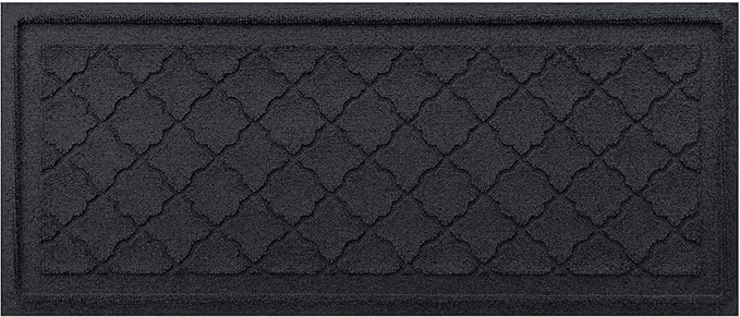 WaterHog Indoor Outdoor Boot Tray Mat – Skid-Resistant Entry Rug for Front Door, Mudroom, Porch, Patio, Garage, All Weather Floor Protector, Made in USA, Cordova Pattern, Charcoal, 15 x 36 Inches