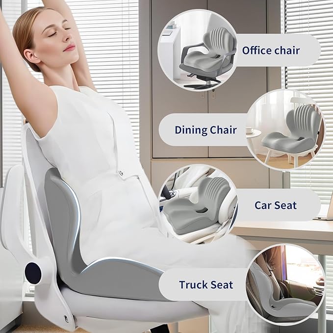 Lotarrotta Ergonomic Car Seat Cushion with Lumbar Support for Truck Driver, Multi - Purpose Orthopedic Seat Pillow for Office Chair, Car, Dining Chair as Gift, Sciatica Relief for Back, Hip, Leg Pain