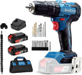Dong Cheng 20V Brushless Heavy-duty Impact Drill, 443 in-lbs, 27000 IPM, 1/2" Keyless Metal Chuck, 20+1+1 Clutch, Cordless Hammer Drill with 2 Battery Kit for Drilling Brick Wall, Metal, Wood