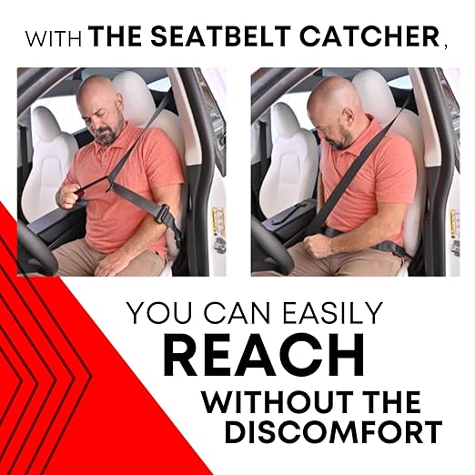 Seatbelt Catcher Seat Belt Aid Grabber - for Elderly & Disabled, Seatbelt Reacher Tool for Seniors with Back, Shoulder, or Elbow Injury, Easy Reach Mobility & Daily Living Aid, 2 Pack, Black