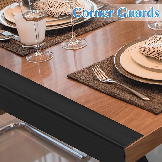 Sasylvia 10 Pcs 1/2 x 1/2 x 36 Inches Wall Corner Protector Guards, Avoid Scratching Scuffs, Black Vinyl Corner Trim Molding, Ease Install & Cleaning for Door Countertop Furniture Cabinet Protection
