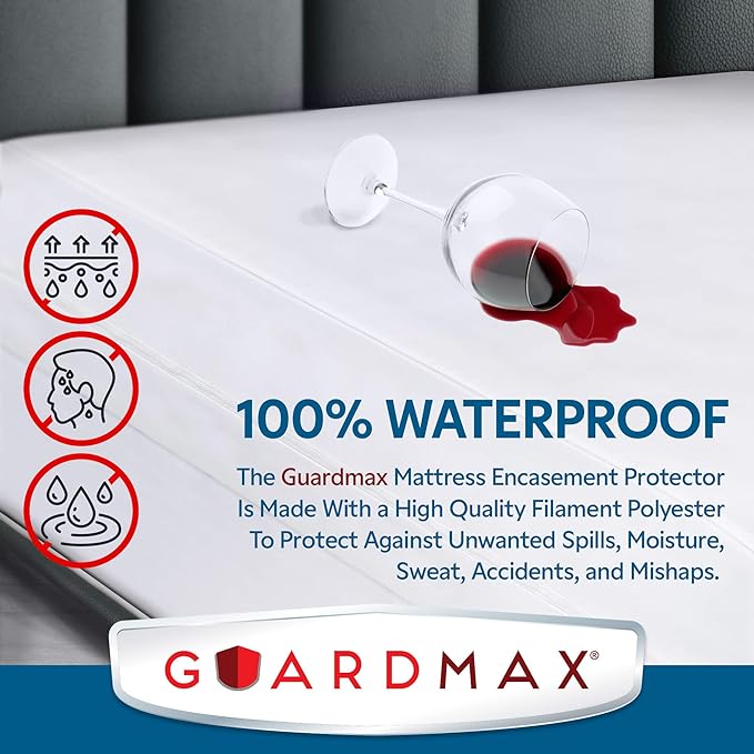 Guardmax Jersey Knitted Mini Crib Size Zippered Mattress Encasement - Waterproof & Bed Bug Proof Mattress Protector - Comfortable, Soft, and Noiseless Zippered Bedding - Dust Mite Proof (24 x 38 x 3)