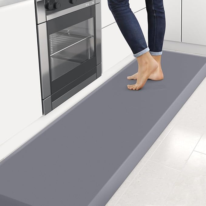 4/5 Inch Thick Kitchen Mats for Floor, StepRite Kitchen Rug for Standing Desk, Non-Slip, Thicker, Stain & Water Resistant, Comfort Anti Fatigue Floor Mat for Home, Kitchen, Office - Grey,108 * 30''