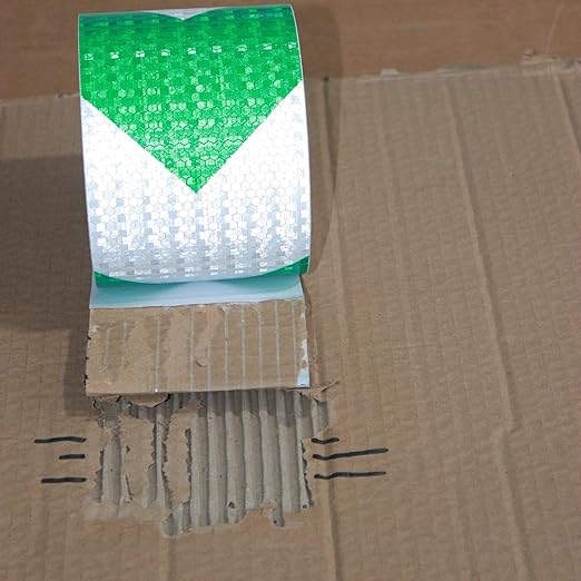 Reflective Tape Green and White 4 inch X 66 feet, Outdoor Waterproof Hazard Conspicuity Warning Industrial Marking Tape