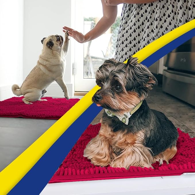 Muddy Mat® Original Dog Door Mat for Muddy Paws, Super Absorbent Microfiber, Non-Slip Washable Pet Rug, Quick Dry Chenille Entryway Carpet, Machine Washable Indoor Outdoor mat, Maroon 48"x60"