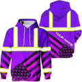 US Flag High Visibility Hoodie for Men Reflective Hoodie Safety Workwear for Worker Runner Patriotic ACC02