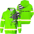 US Flag High Visibility Hoodie for Men Reflective Hoodie Safety Workwear for Worker Runner Patriotic ACC02