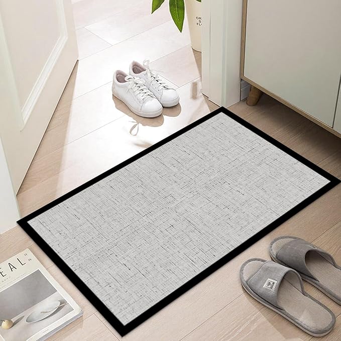 Ultra Thin Door Mat Indoor Entrance, 1/10 in Thin Door Mats for Inside Entry, Non-Slip Rubber Backing Washable Doormat, Fade Resistant, Absorbent, Low Profile Dirt Trapper, 30"X17"