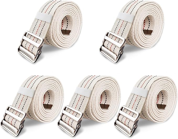 Aliseniors 5 Pack Transfer and Gait Belt with Metal Buckle - 60 Inch, Standing and Transfer Walking Assist Aid for Seniors, Elderly Patients, Caregiver, Nurse, Therapist