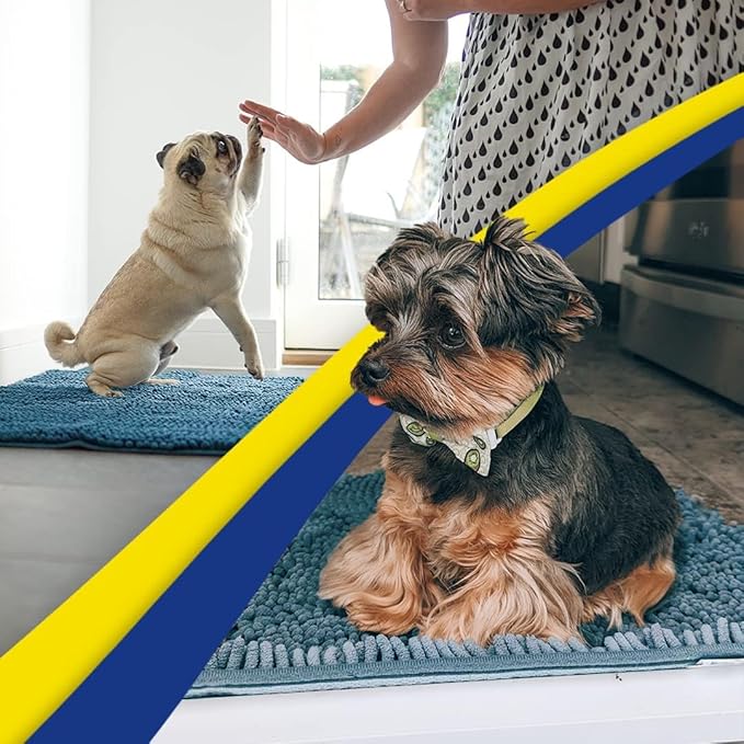 Muddy Mat® Shown on TV – Super Absorbent Door Mat Indoor, Microfiber Quick Dry Chenille Entryway Rug, Non-Slip Front Door Mat, Indoor Mats for Entryway, Machine Washable Pet Rug, Atlantic Blue 36"x72"