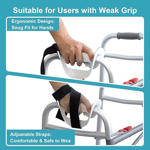 Right Walker Hand Support with Dual Anti-Slip Straps – Comfortable Splint for Elderly & Limited Hand Mobility Users, Easy to Use at Home/Outdoor