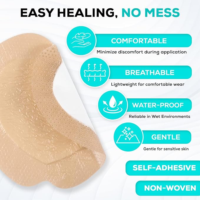 MedVance TM Silicone - Sacral Bordered Silicone Adhesive Foam Wound Dressing, Bed Sore Treatment Bandage for Sacrum, Size 7"x 7", Box of 10 dressings