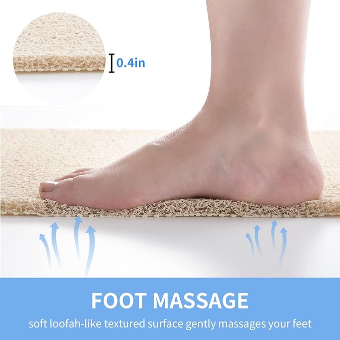 Non-Slip Shower Mat Bathtub Mat for Bath Tub,Anti Slip Bath Tub Mat,Floor Mat,Soft PVC Loofah Bathroom Mats,Foot Scrubber Mat,Quick Drying Easy Cleaning Mats for Wet Areas（40 * 16 Beige）
