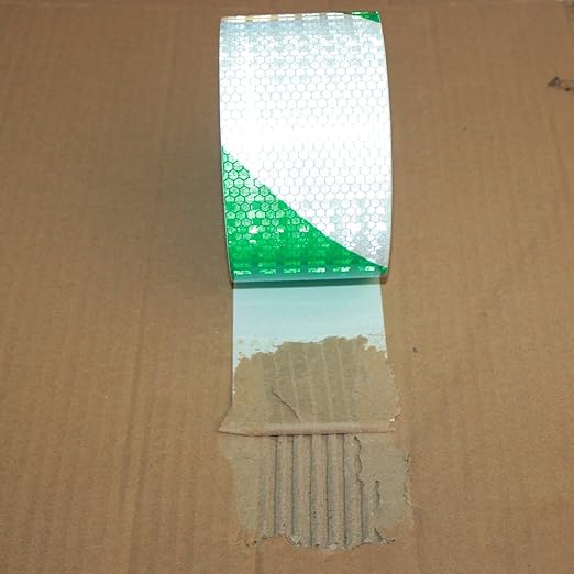 Green and White Reflective Tape Outdoor Waterproof 3 inch X 166 feet, High Visibility Hazard Conspicuity Safety Marking Tape