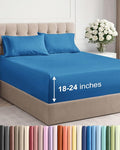Extra Deep Twin Sheet Set - 4 Piece Breathable & Cooling Sheets - Hotel Luxury Bed Sheets Set - Easy & Secure Fit - Soft, Wrinkle Free & Comfy Sheets Set - Denim Blue Sheet Set with Extra Deep Pockets