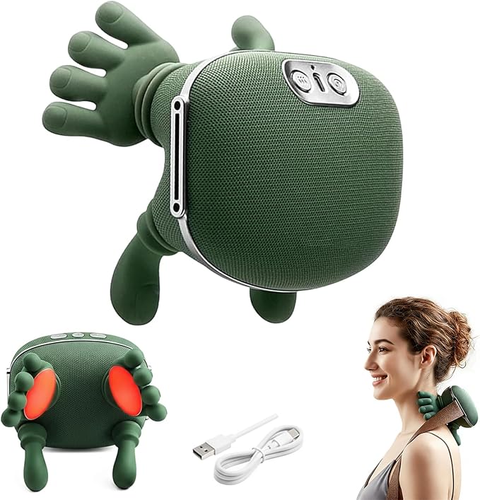 Neck Massager with Heat, Shiatsu Neck and Shoulder Massager with 4D Kneading, Simulates a Real Palm Massage for Comfort, Pain Relief Deep Tissue, ortable and Rechargeable for Home and Office